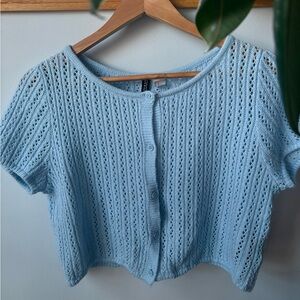 H&M Light Blue Knit Short Sleeve Cardigan